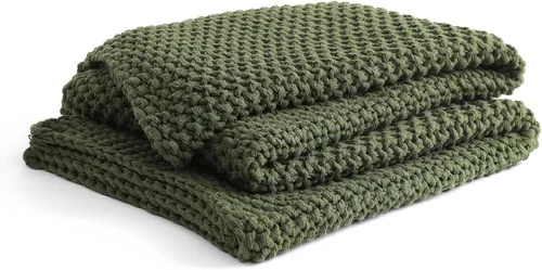 Miniatura 13 de YnM Manta de Punto Grueso de Algodón, Mantas de Punto Trenzado para Cama, Sofá, Sillón, Cómoda y Relajante, Pieza Decorativa para Casa de Campo