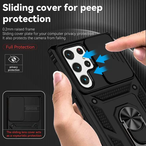 Miniatura 4 de Funda para Samsung Galaxy S22 Ultra con cubierta para lente de cámara, protector de pantalla HD, probado contra caídas de grado militar, soporte