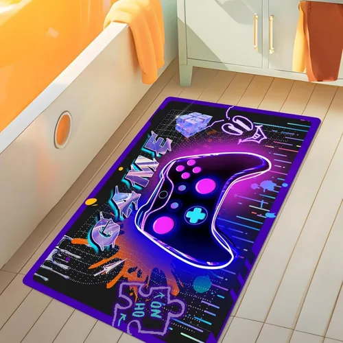 Miniatura 6 de Alfombra de Juegos: Alfombra Gamer para Habitación de Niños, 35"x24" Pequeña Alfombra Colorida de Videojuegos con Controlador para Entrada de Sala