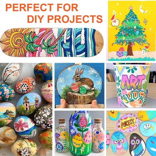 Miniatura 7 de NICETY 128 marcadores de pintura acrílica, bolígrafos de pintura de doble punta para pintura en roca, madera, vidrio, piedra, lienzo, cerámica, tela