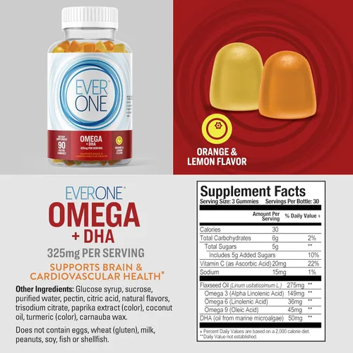 Miniatura 5 de Gomitas de aceite de pescado Omega para adultos y adolescentes con DHA – Suplemento de apoyo para la salud cerebral y cardiovascular – Vegano, sin