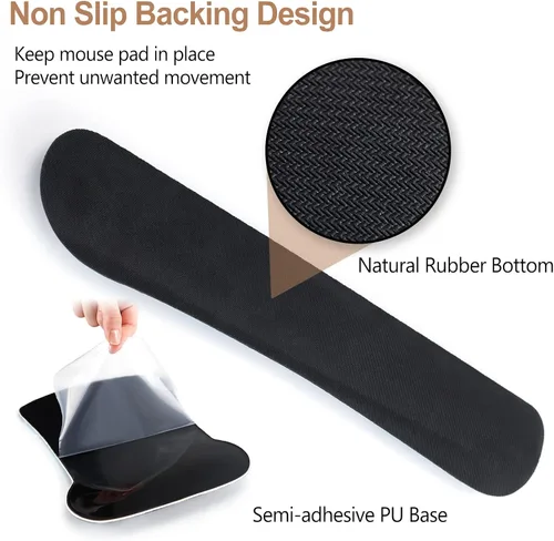Miniatura 6 de ArtSo Reposamuñecas para teclado + alfombrilla para mouse con soporte para reposamuñecas ergonómico + juego de posavasos 3 en 1, base Mármol azul