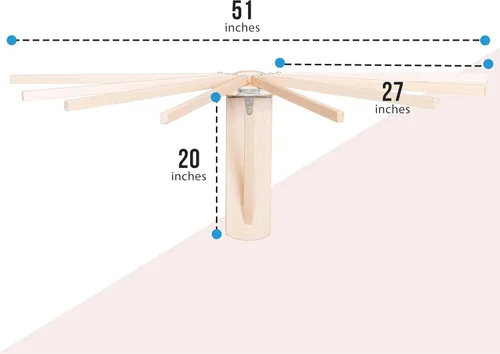 Miniatura 2 de Pennsylvania Woodworks Estante de secado de ropa para montar en la pared, resistente, plegable, para secar la ropa, estante plegable de madera Large