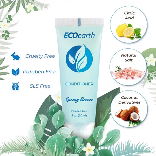 Miniatura 2 de EcoEarth - Acondicionador de tamaño de viaje - 1 fl oz, 100 PK, Spring Breeze - Deleite a sus huéspedes con un acondicionador de hotel revitalizante