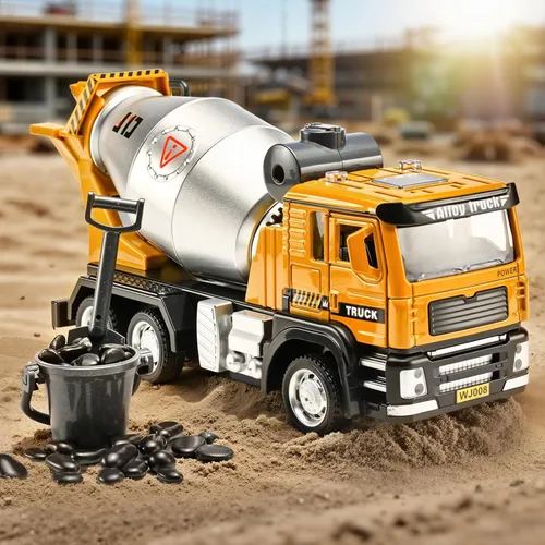 Miniatura 4 de Camiones Mezclador de Cemento para Niños, Camión Mezclador de Cemento de Juguete de Metal con Cabina de Diecast, Camiones Mezcladores de Juguete