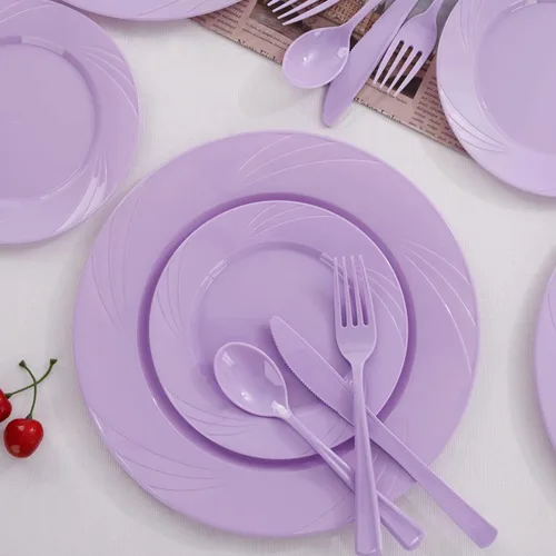 Miniatura 3 de YOUBET 125 platos de plástico azul, platos desechables para baby shower, incluye 25 platos llanos, 25 platos de postre, 25 tenedores, 25 cuchillos
