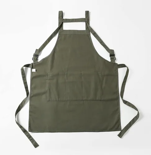 Miniatura 6 de Jeelow Delantal de cocina de algodón o sarga de algodón para hombres y mujeres, ajustable con bolsillos ajustables