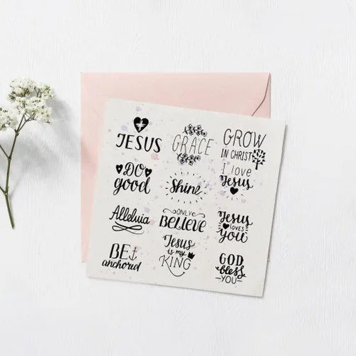 Miniatura 3 de Palabras de religión sellos transparentes para decoración de tarjetas y suministros de álbumes de recortes, sellos de goma transparente con palabras