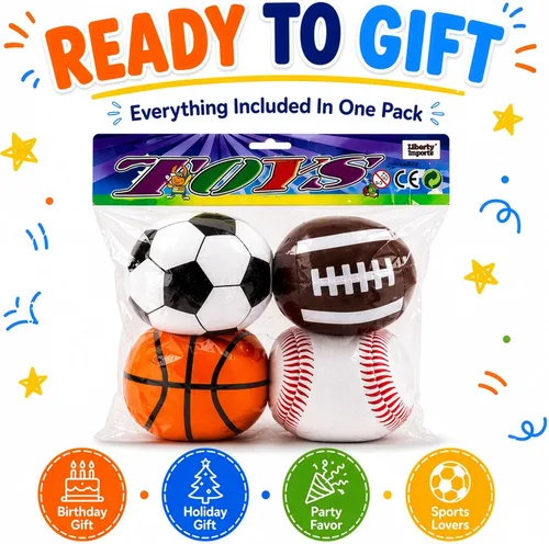 Miniatura 7 de Liberty Imports Paquete de 4 pelotas deportivas de peluche suave de 5 pulgadas para niños, niños pequeños, fútbol, béisbol, baloncesto, fútbol