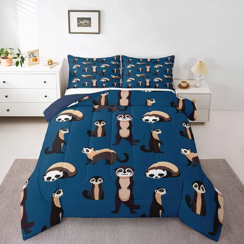 Miniatura 12 de Erosebridal Juego de ropa de cama de pingüinos de dibujos animados, tamaño matrimonial, juego de edredón de pingüinos lindos y divertidos, juego