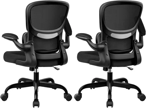 Miniatura 20 de ALLGOD Silla de oficina ergonómica, silla de escritorio ergonómica de malla transpirable con soporte lumbar ajustable, reposabrazos abatibles