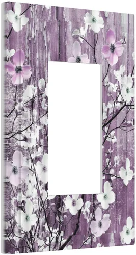Miniatura 78 de Cubierta de interruptor de luz de 3 cuadrillas con diseño de flores azules púrpuras, cubierta de placa de pared de triple palanca, arbustos florales