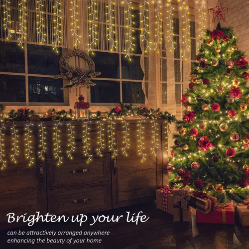 Miniatura 4 de AWQ 320 luces LED de carámbano de Navidad de 26 pies, tira de luces parpadeantes con 13 modos, temporizador y función de memoria, luz de Navidad