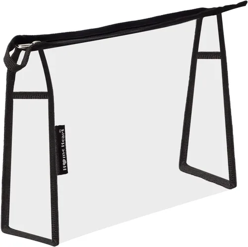 Miniatura 2 de Marcas Multiusos Impermeable Vinilo Transparente Cremallera Organizador Neceser Cosméticos Maquillaje Bolsa Bolsa, Transparente con bordes negros