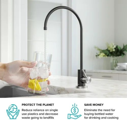 Miniatura 7 de KRAUS® Purita™ Grifo de filtro de agua potable de una sola manija para ósmosis inversa o sistema de filtración de agua en acero inoxidable sin Acero