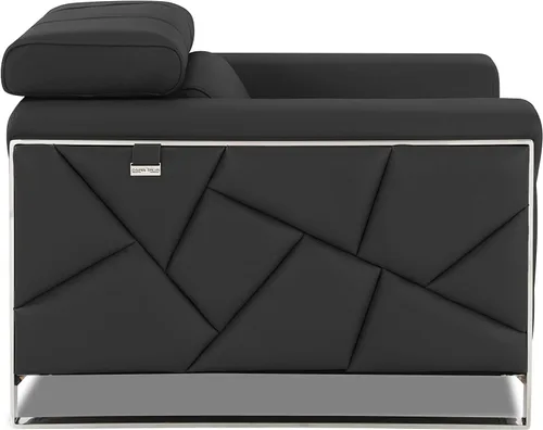 Miniatura 5 de BlackJack Furniture Gianni - Sofá de cuero italiano de grano superior con reposacabezas ajustables de 9 posiciones, patrón geométrico contemporáneo