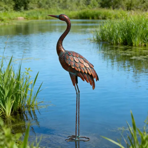 Miniatura 3 de Estatuas y esculturas de grúa de jardín al aire libre Chisheen Arte de patio de metal Estatua para decoración de jardín de tamaño grande