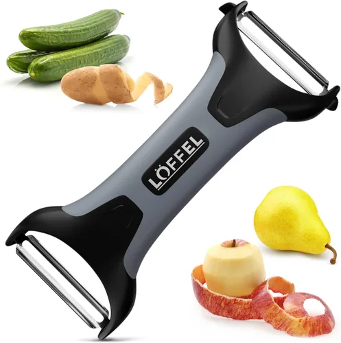 Pelador para patatas y verduras y naranjas, resistente doble cara, agarre antideslizante, fruta de manzana, en forma de Y, con cuchillas rectas y