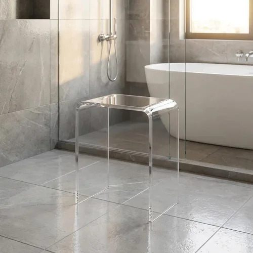 Miniatura 3 de Taburete pequeño de acrílico de 17.7 pulgadas de alto para adultos, banco de ducha de acrílico, asiento para baño, ducha, 10.2 pulgadas