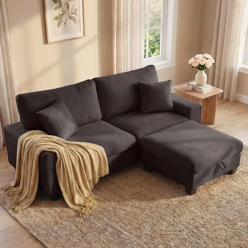 Miniatura 29 de DOPEDIO Sofá biplaza moderno para sala de estar, sillón reclinable de chenilla, funda extraíble, cojines de resorte, marco de madera maciza, fácil