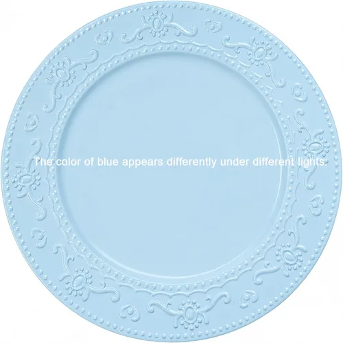 Miniatura 7 de Brightalk Platos Base de 13 Pulgadas, 6 Piezas Platos Base Redondos para Cena para Bodas, Fiestas, Azul Azul (Floral-Blue)