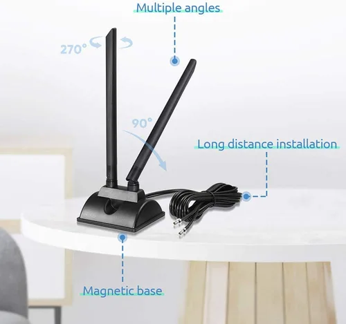 Miniatura 2 de Bingfu Antena 4G LTE 6dBi Base Magnética MIMO TS9 Antena compatible con Verizon AT&T T-Mobile Sprint 4G LTE Mobile Hotspot MiFi Router Celular Módem