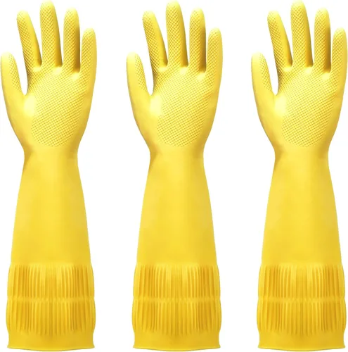 FMP Brands 3/6/12/60 pares de guantes de goma extra largos de 15 pulgadas para lavar platos, antideslizantes para limpieza, cocina, baño, jardinería