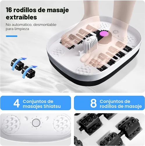 Miniatura 2 de KNQZE Bañera de spa plegable con calor y control remoto, masaje de burbujas, control de temperatura, luz roja, temporizador, 16 rodillos y piedra