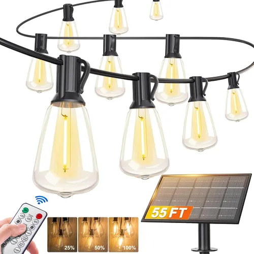 Miniatura 9 de BLIATLUS Guirnalda de luces solares superbrillantes de 100 pies para exteriores, impermeable, con control remoto, 30+2 bombillas LED ST38