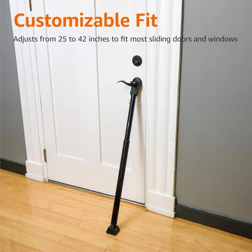 Miniatura 4 de Amazon Basics Barra de seguridad para puerta, ajustable de 25 a 45 pulgadas, tapón de puerta de seguridad, para el hogar, apartamento, hotel