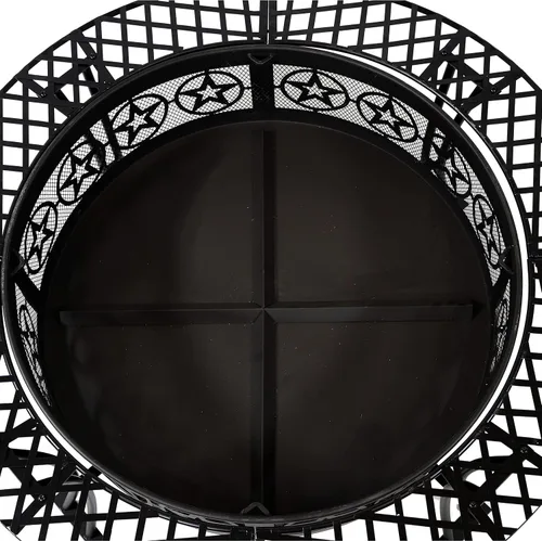 Miniatura 5 de Sunnydaze Mesa redonda de acero de 40 pulgadas con pantalla de chispas duradera y póquer, diseño portátil, color negro, cuatro estrellas