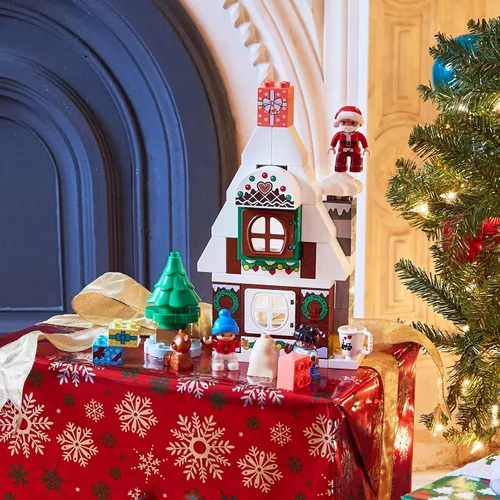 Miniatura 7 de LEGO DUPLO - Juego de construcción de casa de jengibre de Papá Noel, juguete de Navidad para niños y niñas de 2 años, incluye figura de Papá Noel