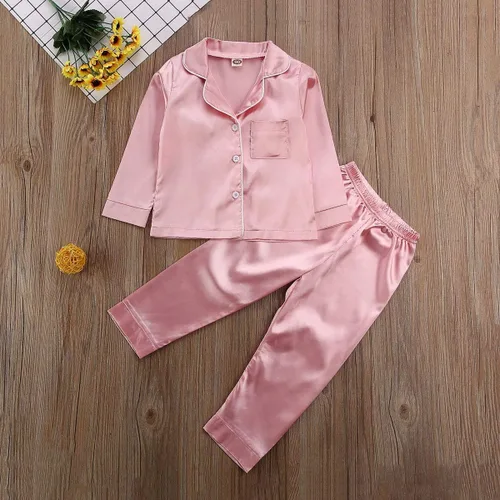 Miniatura 27 de Conjunto de pijama de manga larga con botones para niña pequeña, conjunto de ropa de dormir