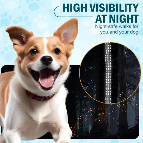 Miniatura 6 de Correa de perro manos libres con cinturón – Bungee sin tirones, asas acolchadas dobles y bolsa con cremallera para correr, caminar y entrenar