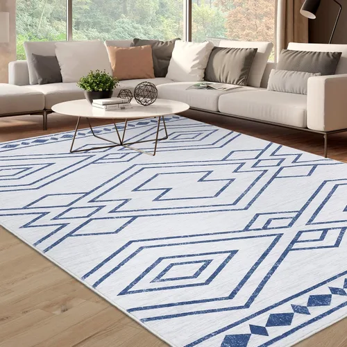 Miniatura 11 de FairOnly Alfombra bohemia de 2 x 6 pies, alfombra moderna marroquí geométrica para pasillo, alfombra lavable para interiores, antideslizante
