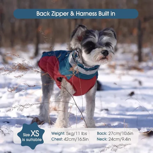 Miniatura 6 de FUAMEY - Chaqueta de invierno para perro, chaleco acolchado con arnés, ropa cálida para mascotas, abrigo con cremallera, impermeable, para perros