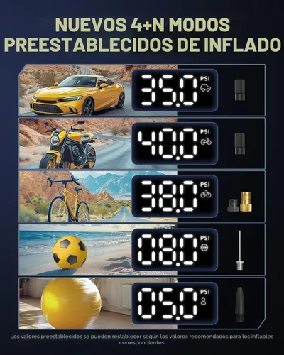 Miniatura 4 de AUXITO Compresor de aire portátil para inflado de neumáticos, bomba de bicicleta de 150 PSI, inflado rápido de 1 minuto con medidor de presión