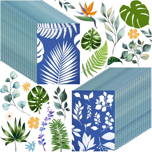 Miniatura 10 de Eersida Juego de 60 hojas de papel de impresión solar, papel cianotipo de alta sensibilidad, naturaleza activada por energía solar, herramienta