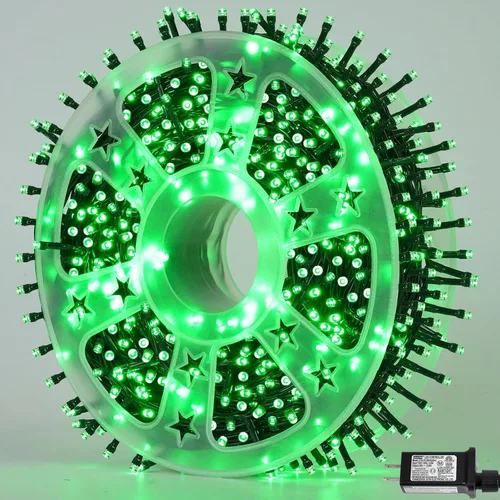 Miniatura 14 de QITONG Guirnalda de 500 luces LED de Navidad de 165 pies para exteriores, impermeable, luces multicolor con 8 modos, cable verde, luces parpadeantes