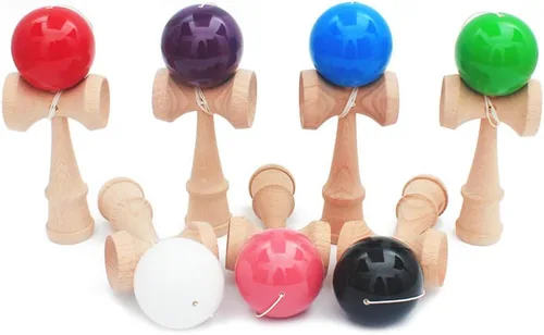 Miniatura 2 de Pelota de juguete para deportes al aire libre de madera para adolescentes, bola de Kendama, pintura de PU de 7.3 in, cuerdas profesionales para Negro