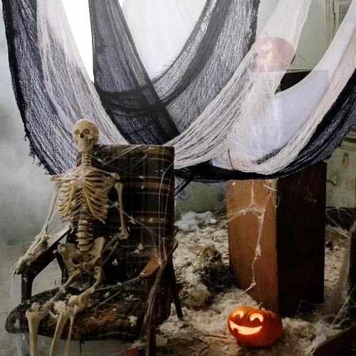 Miniatura 3 de Watayo Paquete de 8 paños espeluznantes de Halloween, tela espeluznante de 72 x 30 pulgadas, tela de araña elástica de Halloween, gasa espeluznante