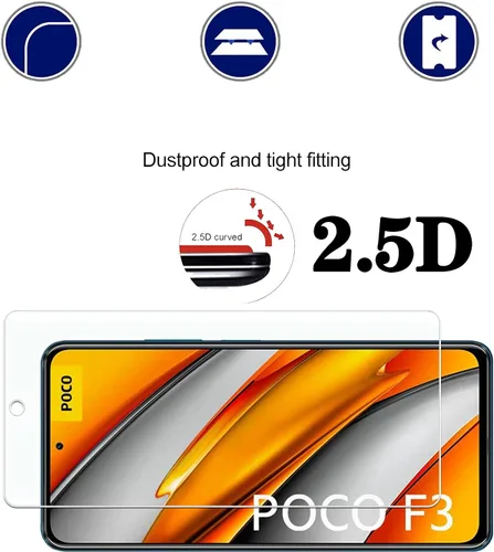 Miniatura 5 de [Paquete de 3] Protector de pantalla de vidrio templado para Xiaomi Poco F3 fácil de instalar, antiarañazos, antihuellas, sin burbujas, protector