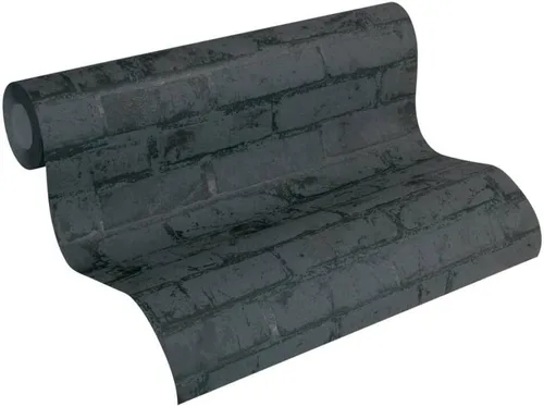 Miniatura 2 de CONCORD WALLCOVERINGS 907882 - Papel tapiz texturizado de ladrillo sintético, negro, 21 pulgadas x 33 pies (56 pies cuadrados), color negro