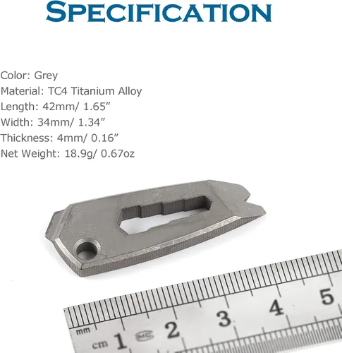 Miniatura 2 de Hamans Barra de palanca de titanio, multiherramienta, mini llavero de 1.65 pulgadas con llave y destornillador con función de extractor de uñas