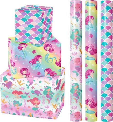 Miniatura 8 de WRAPAHOLIC - Papel de regalo para baby shower con diseño de oso - Rollo mini - 3 rollos - 17 pulgadas x 120 pulgadas - Papel de regalo con lazo