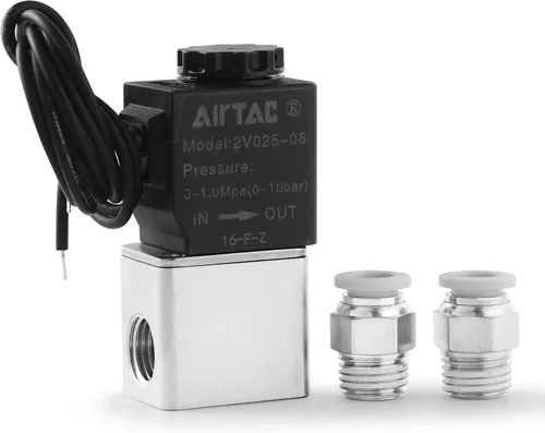 Miniatura 5 de Control fluido AirTAC 2V025-08 1/4" PT DC12V 2/2 de la válvula electromagnética manera normalmente cerrada