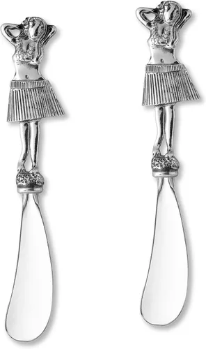 Miniatura 9 de UP ware American Flamingo - Juego de esparcidores de mantequilla de aleación de zinc con asas decorativas para queso, crema y salsas, plateado, 5