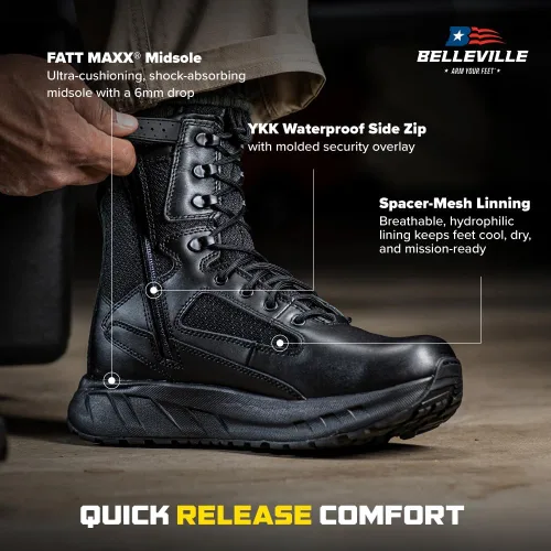 Miniatura 4 de B Belleville Arm Your Feet Tactical Research MAXX - Botas tácticas maximalistas de 6 pulgadas ultra acolchadas para hombre con cremallera, diseñadas