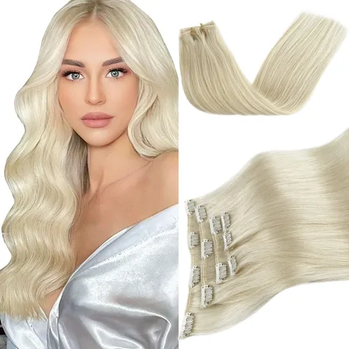 Miniatura 10 de Extensiones de cabello humano con pinzas, 12 pulgadas, extensiones de cabello humano real con pinzas, 2.47 onzas, 5 unidades, color marrón dorado a