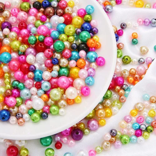 Miniatura 3 de Cuentas de perlas de 5600 cuentas de satén de plástico de perlas de colores con agujeros para pulseras y fabricación de joyas de 4,5,6,8 in (color)